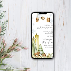 Invito digitale per Natale con dati personalizzati da inviare tramite WhatsApp | Decorazione natalizia