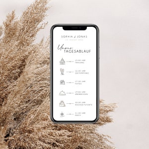 Digital wedding schedule with personalized data to send via WhatsApp | Hand drawn