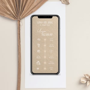 Agenda de casamento digital com dados personalizados para enviar via WhatsApp | Papel kraft