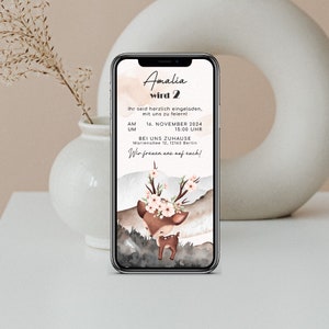 Invitación de cumpleaños digital con detalles personalizados para enviar por WhatsApp | Ciervo