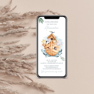 Convite digital para batizado com dados personalizados a ser enviado via WhatsApp | arca