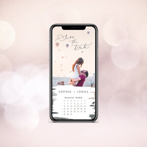 Carte numérique de sauvegarde de la date pour le mariage avec des données personnalisées à envoyer via WhatsApp | Calendrier et votre propre photo