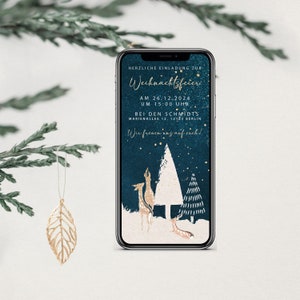 Invitation numérique pour Noël avec données personnalisées à envoyer via WhatsApp | Nuit d'hiver