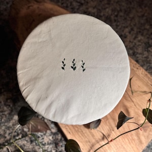 Handmade Embroidered Bowl Cover: Cotton Sourdough Accessory, airtight lining, embroidered and handcrafted