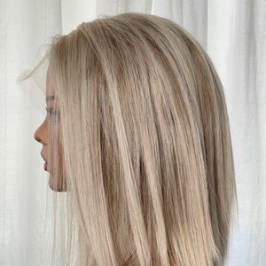 100% Virgin Human Hair | Ashy Blonde with Lowlights Balayage Glueless HD Lace Front Wig Ready to Ship