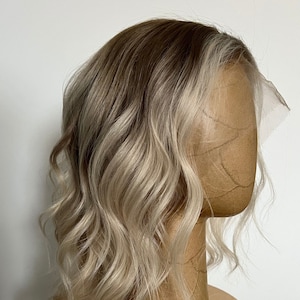 100% Virgin Human Hair | Ashy Tone Dark Blonde with Pale Blonde Balayage Glueless HD Lace Front Wig Ready to Ship