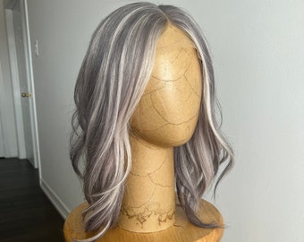 100% Virgin Human Hair | Salt and Pepper Silver with Medium Grey Balayage Glueless HD Lace Front Wig