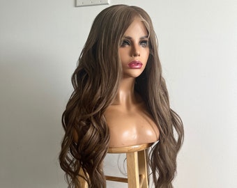 100% Virgin Human Hair | Ashy Tone Medium to Dark Brown with Subtle Babylights Glueless HD Lace Front Wig