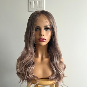 100% Virgin Human Hair | Dark Mushroom Brown with Dark Blonde Balayage Glueless HD Lace Front Wig