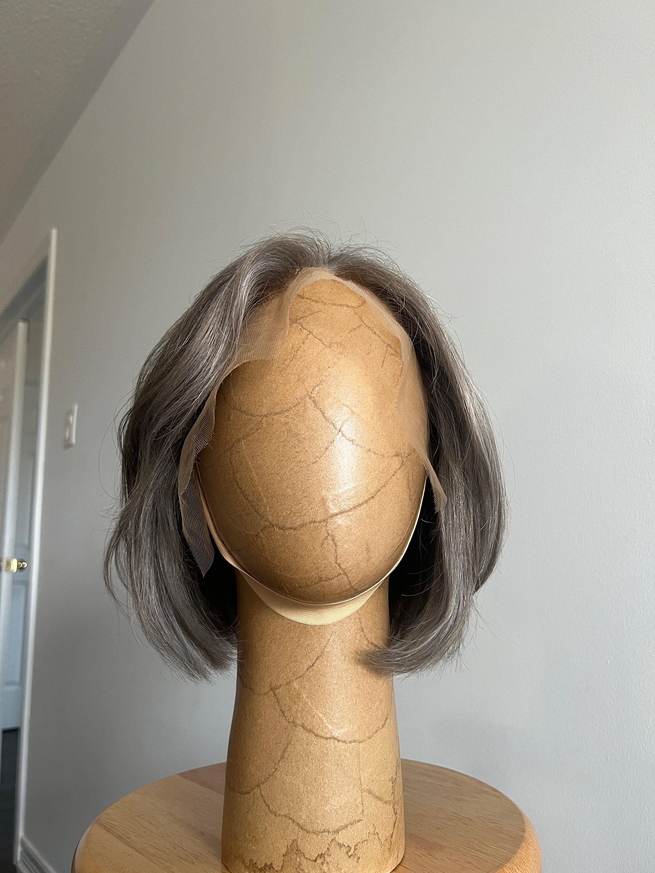 100% Virgin Human Hair | Salt and Pepper Dark Ashy Brown with Silver Glueless HD Lace Front Wig