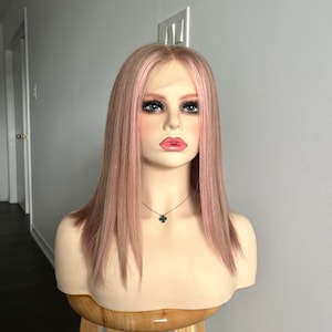 100% Virgin Human Hair | Smokey Pink Muted Pastel Pink with Moneypiece Glueless HD Lace Front Wig