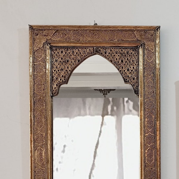 Spiegel, großer Spiegel, Hellsehenspiegel, marokkanischer Spiegel, goldener Spiegel, Wandspiegel, handgefertigter Rahmen, Wohndekoration, kostenlose Lieferung