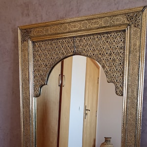 Mirror, Moroccan Mirror, large Mirror, luxe mirror, Wall Tall Mirror, Full length  scrying mirror, Gold framed , Home decor,  free shipping