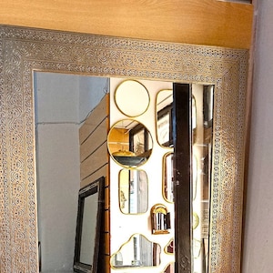 Mirror, Moroccan Mirror, large Mirror, Huge mirror, Wall Tall Mirror, Full length mirror, Gold framed , Home decor, Large scrying mirror