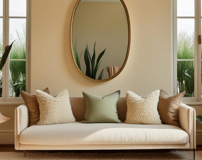 Featured listing image: Oval Hanging Mirror Decorative Mirror for Living Room Gold Brass Mirror Wall Mirror Moroccan Mirror Bathroom Mirror Fireplace Mirror