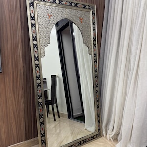 Moroccan mirror, full length mirror, large mirror 180/90 cm, Black mirror , Decorative wall mirror, brass mirror, Floor Mirror Framed
