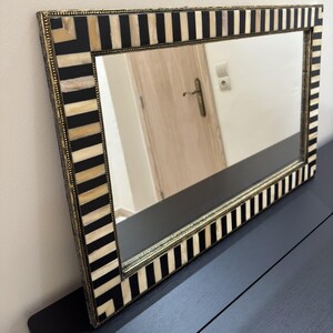 Large Decorative Bone Mirror Frame Golden Brass luxury Home Decor image 13