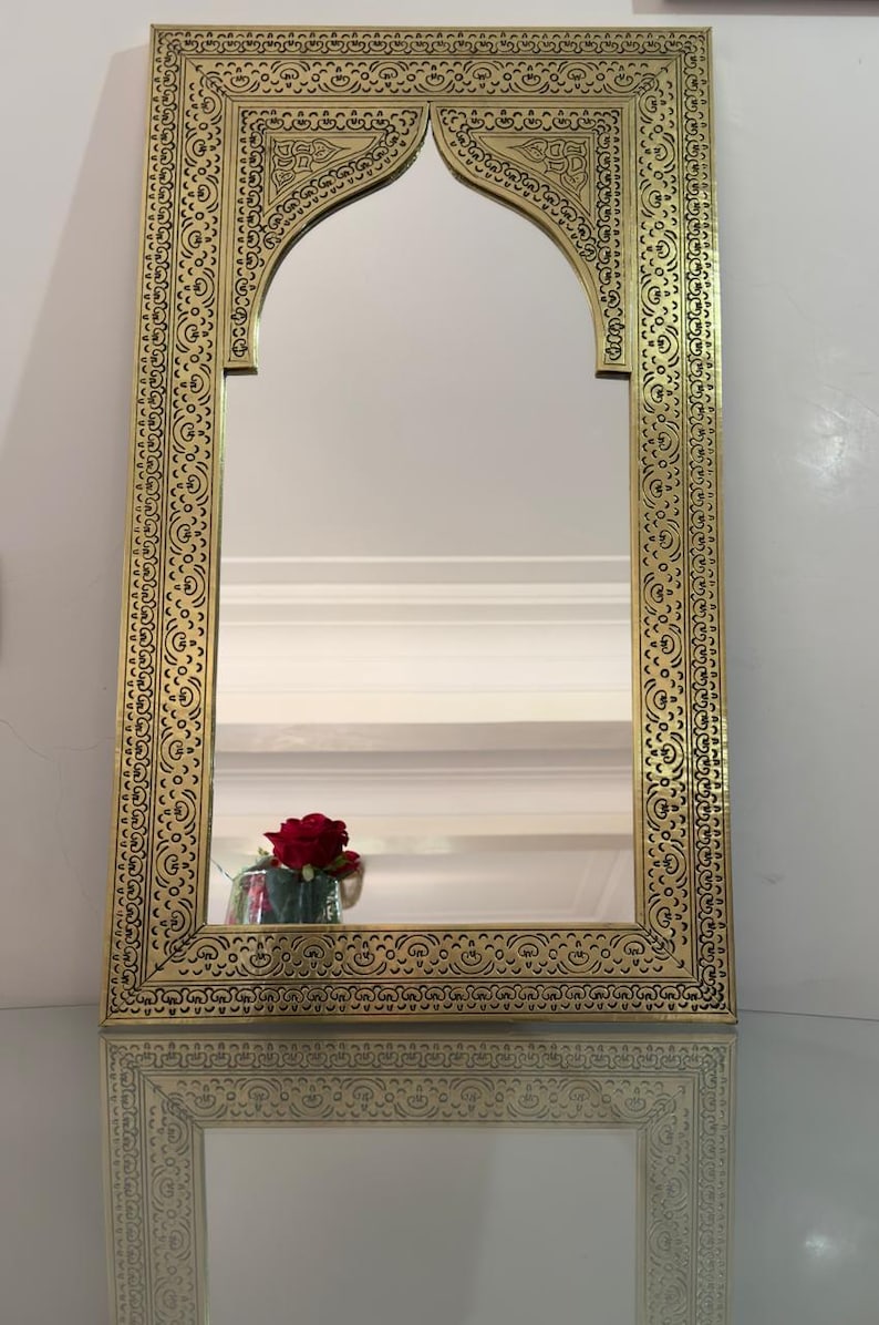 Full length mirror frame ,Large Moroccan Mirror, Gold Wall Decor, floor Mirror image 10