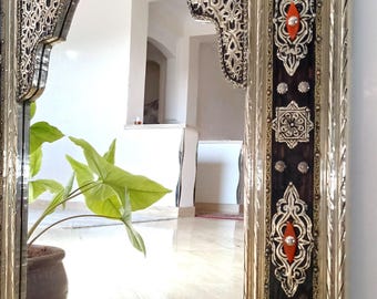 Full length floor Mirror Moroccan Scrying Mirror Large Wall Mirror for Bathroom Mirror Arched Brass Mirror Rectangular entryway Mirror black