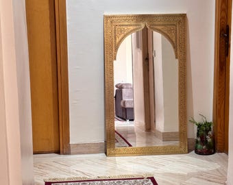 arch mirror Brass, Handmade Mirror, Gold Mirror, Asymmetrical Mirror, Moroccan Mirror,  Irregular Mirror