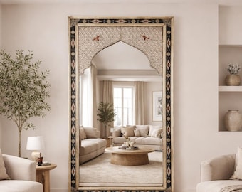 Full length floor Mirror Moroccan Scrying Mirror Large Wall Mirror for Bathroom Mirror Arched Brass Mirror Rectangular entryway Mirror black