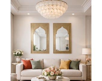Elegant Arched Moroccan Gold Mirror for Timeless Style