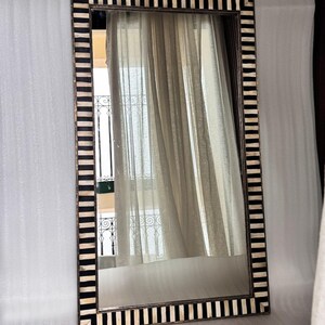 Large Decorative Bone Mirror Frame Golden Brass luxury Home Decor image 18