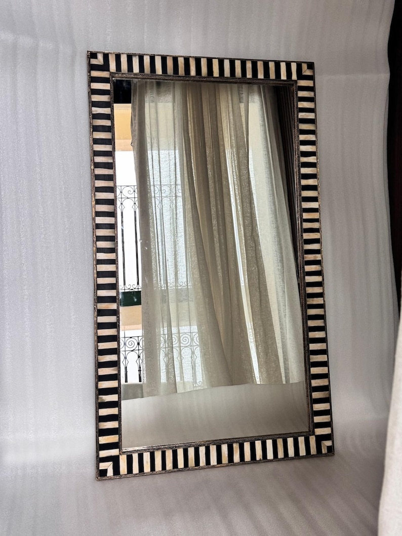 Large Decorative Bone Mirror Frame Golden Brass luxury Home Decor image 18
