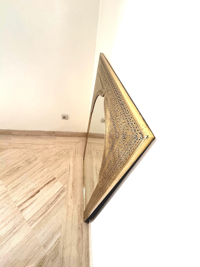 Full length mirror frame ,Large Moroccan Mirror, Gold Wall Decor, floor Mirror image 6