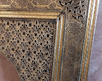 Gold Framed Moroccan Floor Mirror, Full Length Scrying Mirror