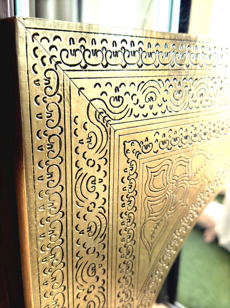 Full length mirror frame ,Large Moroccan Mirror, Gold Wall Decor, floor Mirror image 3