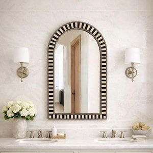 Bone Inlay Arch Full Length Mirror, Moroccan Ornate Frame