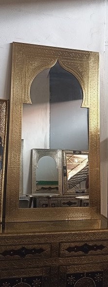 Moroccan Mirror, Large Mirror, Huge Mirror, Wall Tall Mirror, Full Length Scrying Mirror, Gold ...