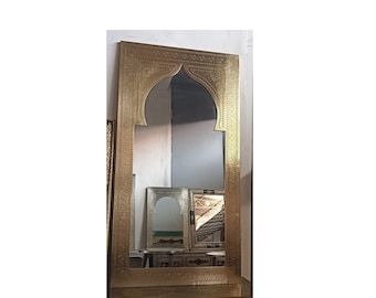Moroccan Full Length Mirror, Gold Brass Frame for Home Decor