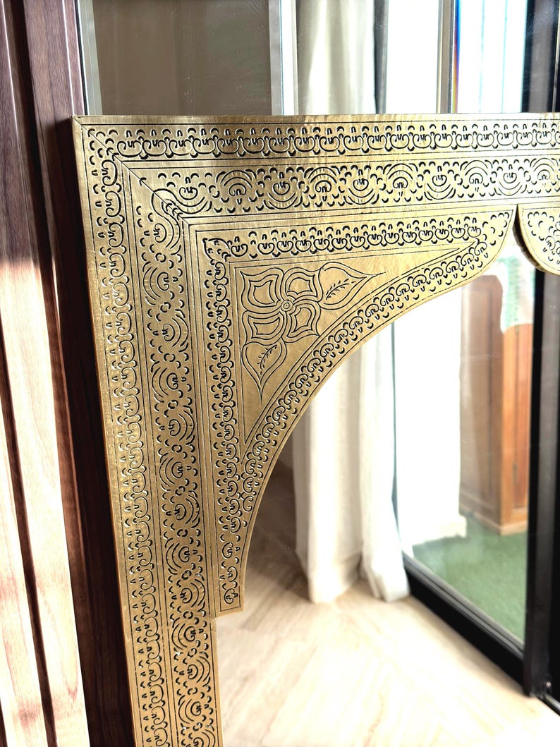 Full length mirror frame ,Large Moroccan Mirror, Gold Wall Decor, floor Mirror image 7