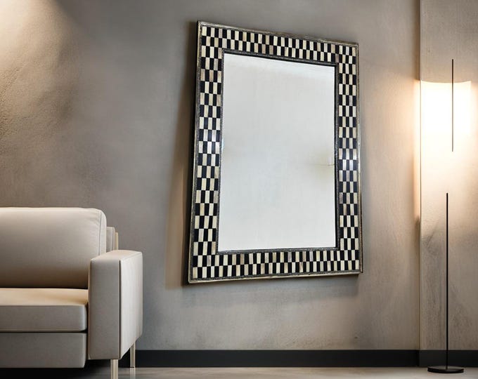 Featured listing image: Bone Inlay Mirror Frame Moroccan Mirror Full Length Mirror Large Wide Mirror Antique Mirror Bone Ornate Mirror