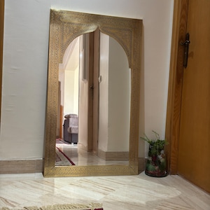 Full length mirror frame ,Large Moroccan Mirror, Gold Wall Decor, floor Mirror image 13