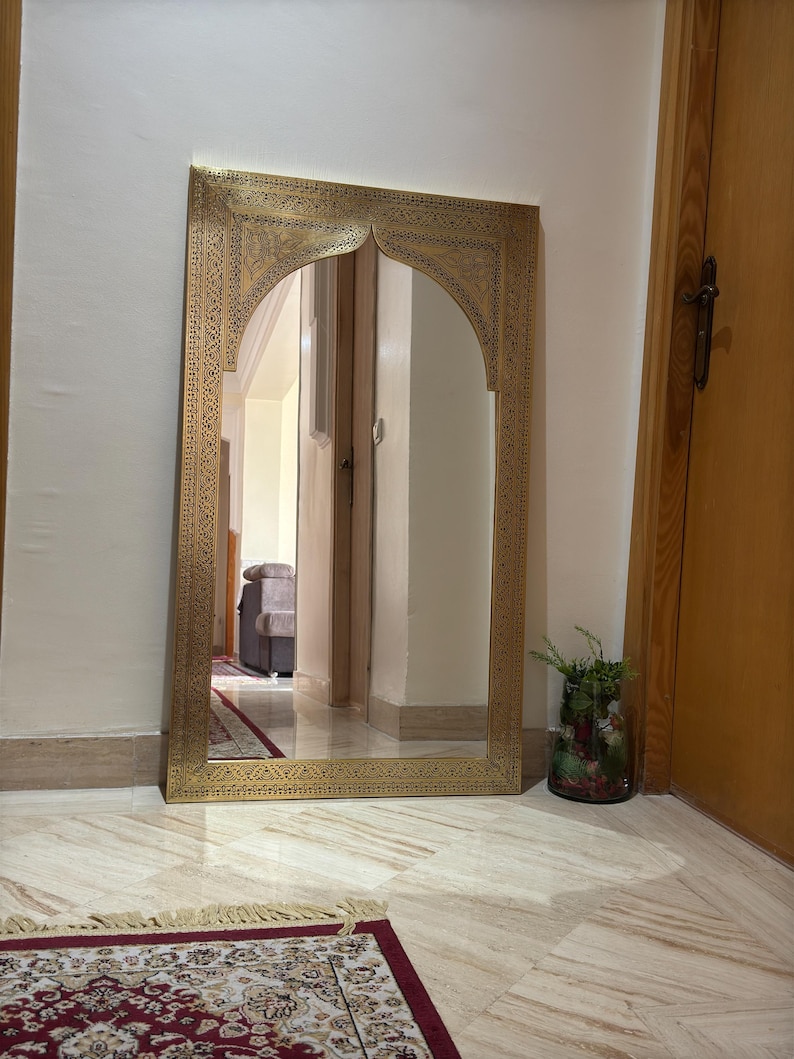 Full length mirror frame ,Large Moroccan Mirror, Gold Wall Decor, floor Mirror image 13