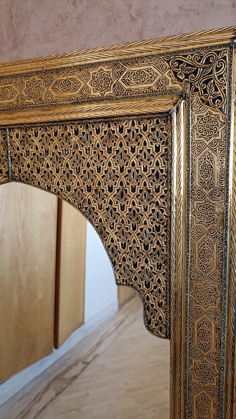 Arches mirror brass frame ,Moroccan Mirrors, Large Decorative Mirror, Bathroom Mirrors, Gold Mirror Living Room Mirror Large Silver Mirror image 13