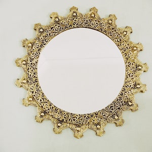 Mirror, Moroccan Mirror, large Mirror, Wall Mirror, Brass mirror, Gold framed , sun mirror