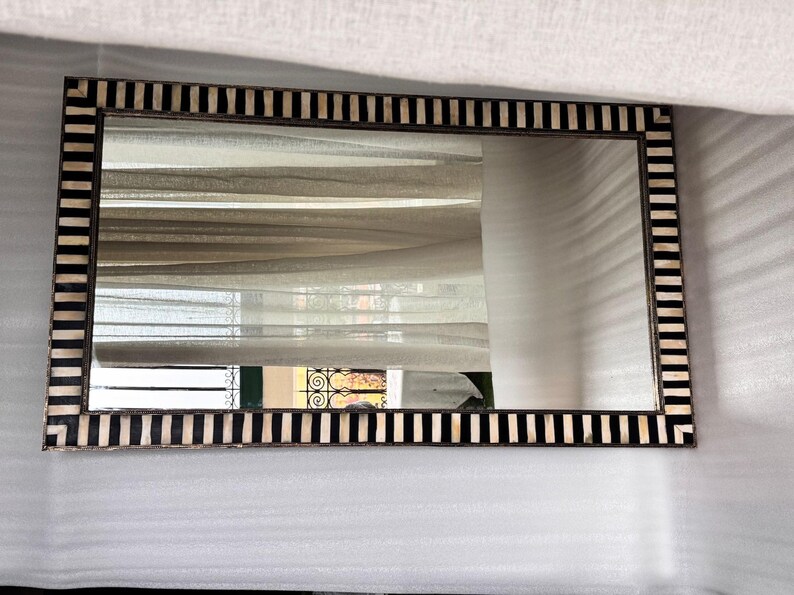 Large Decorative Bone Mirror Frame Golden Brass luxury Home Decor image 10