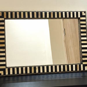 Large Decorative Bone Mirror Frame Golden Brass luxury Home Decor image 12