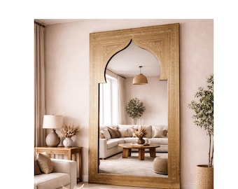 Full length mirror frame ,Large Moroccan Mirror, Gold Wall Decor, floor Mirror