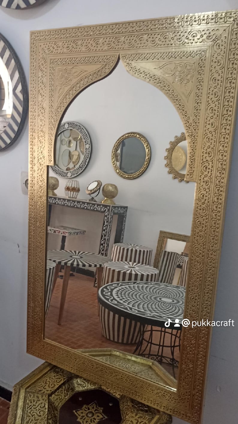 Full length mirror frame ,Large Moroccan Mirror, Gold Wall Decor, floor Mirror image 14