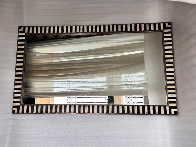 Large Decorative Bone Mirror Frame Golden Brass luxury Home Decor image 15