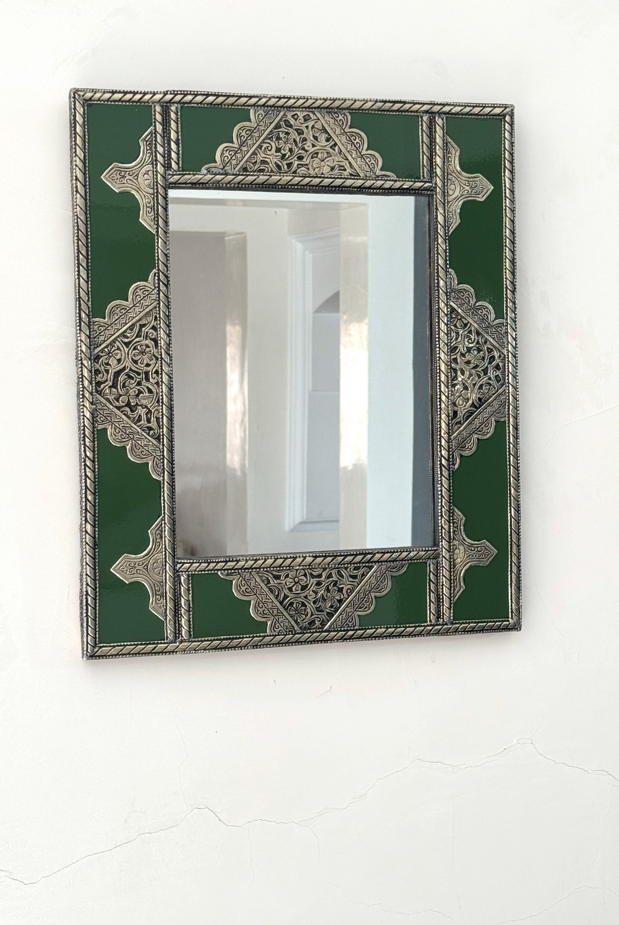 Moroccan Mirror,scrying Mirror, extra large Mirror, Floor mirror, Wall Tall Mirror,Full length mirror,Green frame ,Home decor, free shipping