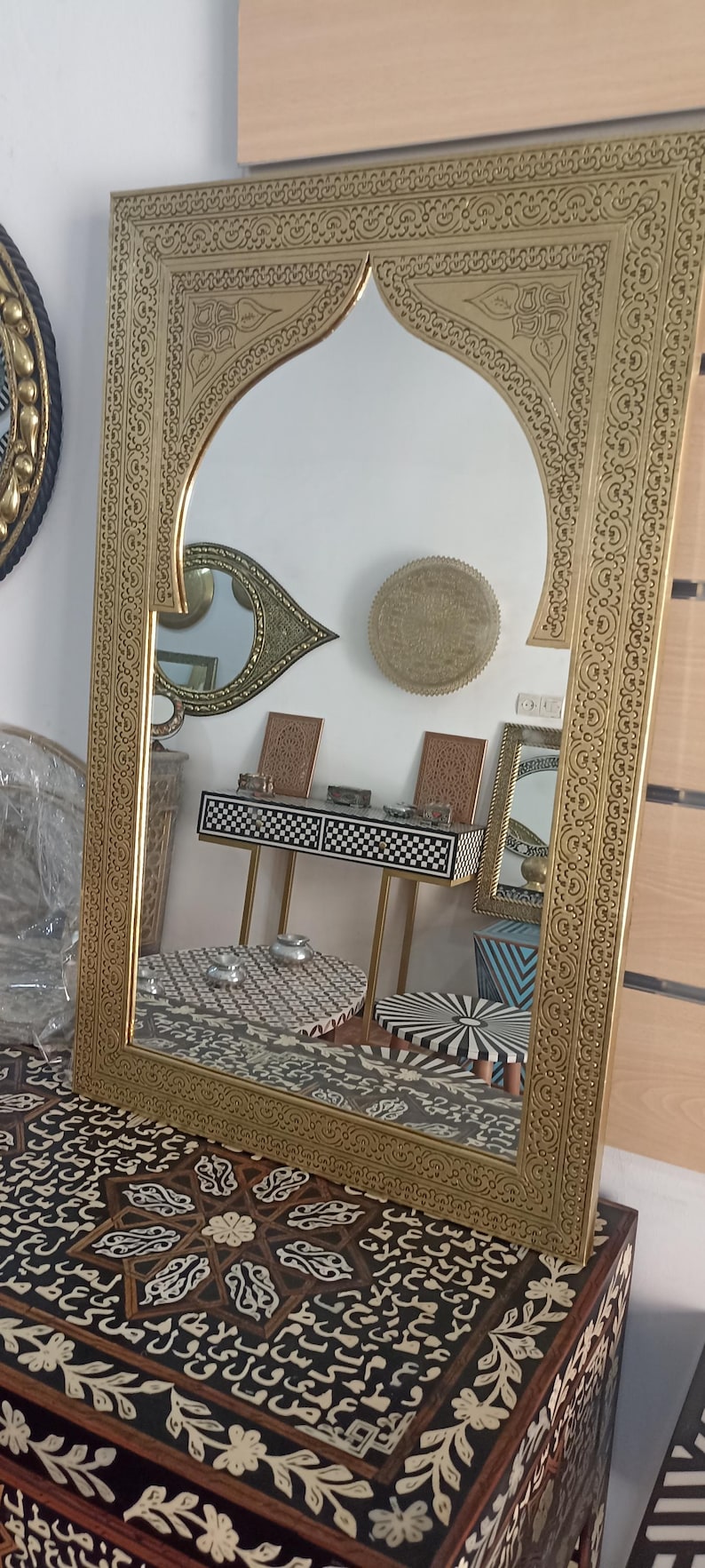 Full length mirror frame ,Large Moroccan Mirror, Gold Wall Decor, floor Mirror image 15