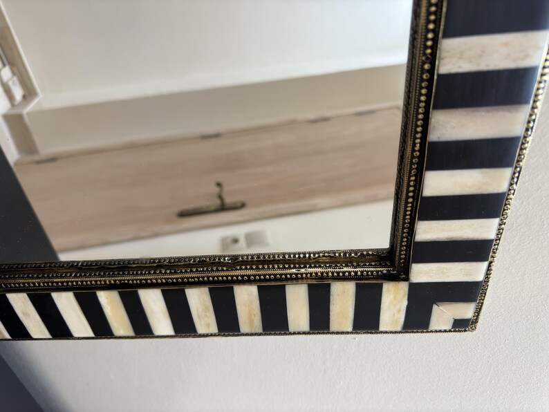 Large Decorative Bone Mirror Frame Golden Brass luxury Home Decor image 11