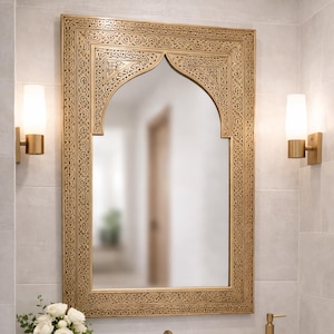 Full length mirror frame ,Large Moroccan Mirror, Gold Wall Decor, floor Mirror image 2