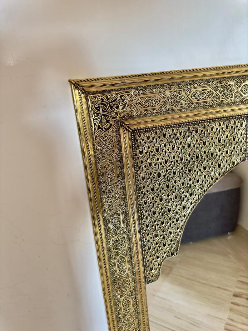 Arches mirror brass frame ,Moroccan Mirrors, Large Decorative Mirror, Bathroom Mirrors, Gold Mirror Living Room Mirror Large Silver Mirror image 16